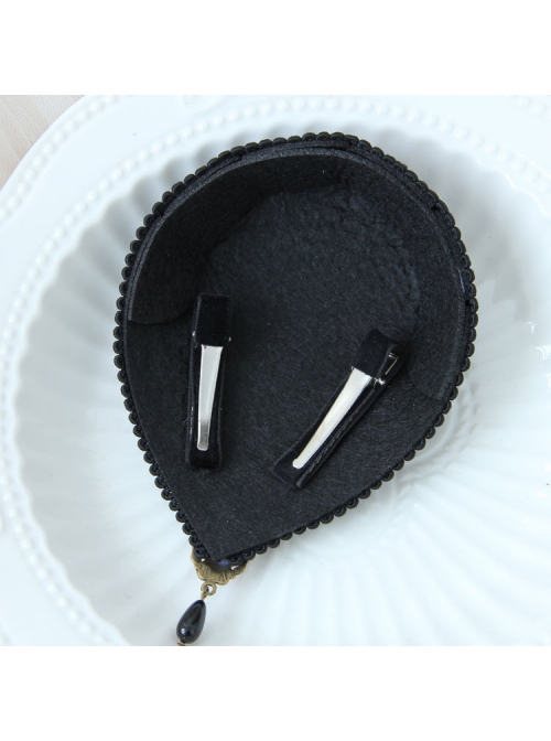 Retro Fashion Pink Embroidery Flower Black Resin Diamond Show Top Hat Hairpin