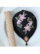 Retro Fashion Pink Embroidery Flower Black Resin Diamond Show Top Hat Hairpin