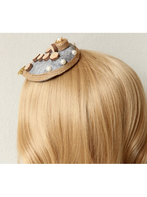Fashion Handmade Holiday Female Personality Wood Chips Hemp Rope Stars Gray Top Hat Hairpin