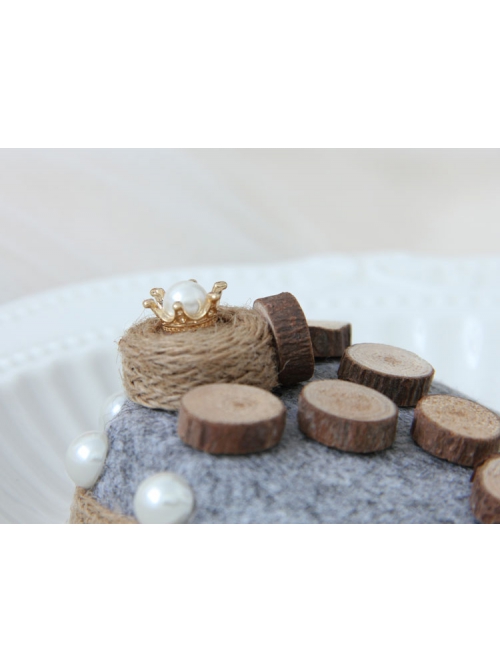 Fashion Handmade Holiday Female Personality Wood Chips Hemp Rope Stars Gray Top Hat Hairpin