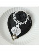 Exquisite Fashion Gothic Retro Black Rose White Lace Banquet Party Prom Flower Top Hat Hairpin