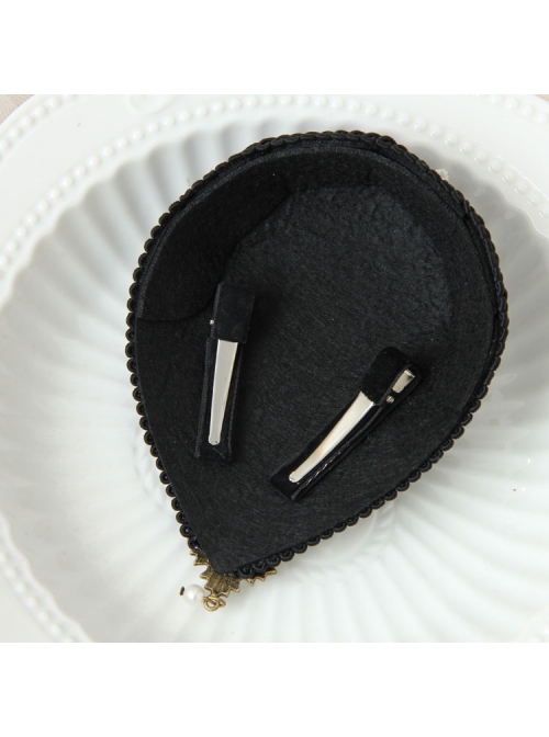 Exquisite Fashion Gothic Retro Black Rose White Lace Banquet Party Prom Flower Top Hat Hairpin