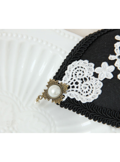 Exquisite Fashion Gothic Retro Black Rose White Lace Banquet Party Prom Flower Top Hat Hairpin
