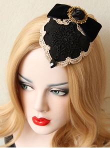 Gothic Fashion Retro All-Match Black Bow Lace Rose Top Hat Hairpin