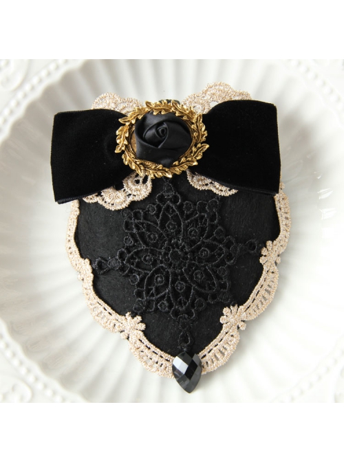 Gothic Fashion Retro All-Match Black Bow Lace Rose Top Hat Hairpin