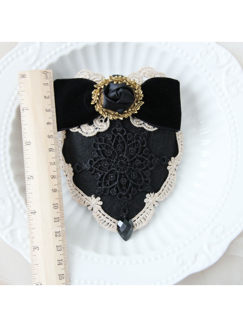 Gothic Fashion Retro All-Match Black Bow Lace Rose Top Hat Hairpin