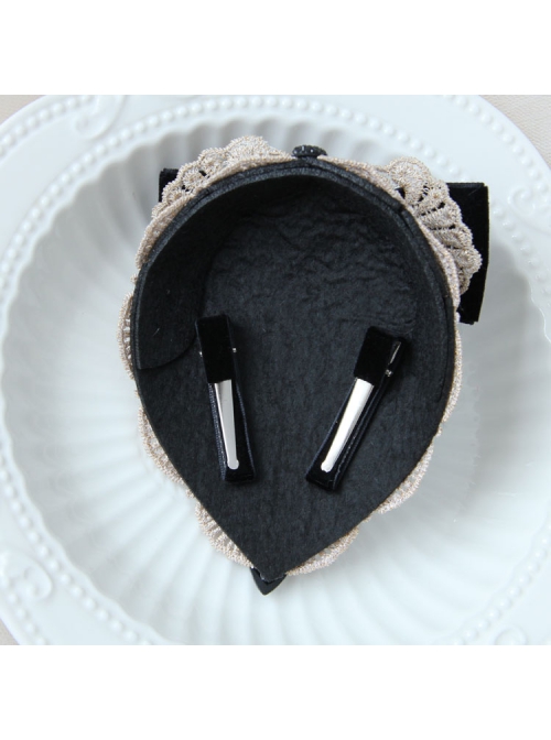 Gothic Fashion Retro All-Match Black Bow Lace Rose Top Hat Hairpin