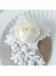 Fashion Retro White Butterfly Rose Flower Pearl Lace Top Hat Hairpin