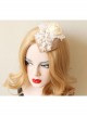 Fashion Retro White Butterfly Rose Flower Pearl Lace Top Hat Hairpin