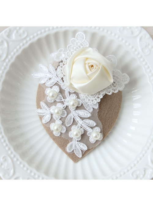 Fashion Retro White Butterfly Rose Flower Pearl Lace Top Hat Hairpin