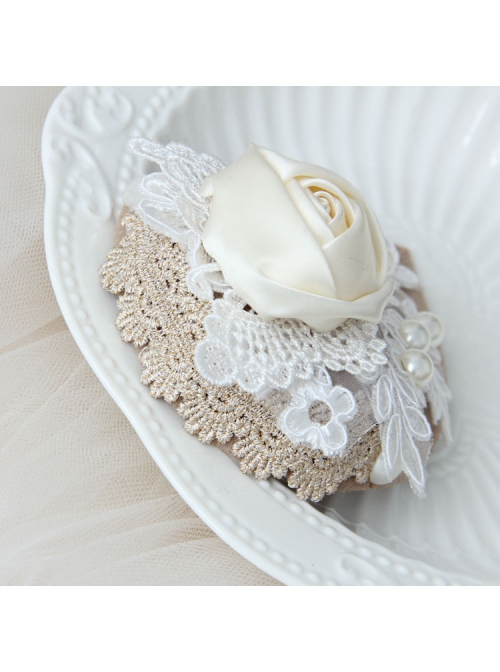 Fashion Retro White Butterfly Rose Flower Pearl Lace Top Hat Hairpin