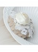 Fashion Retro White Butterfly Rose Flower Pearl Lace Top Hat Hairpin