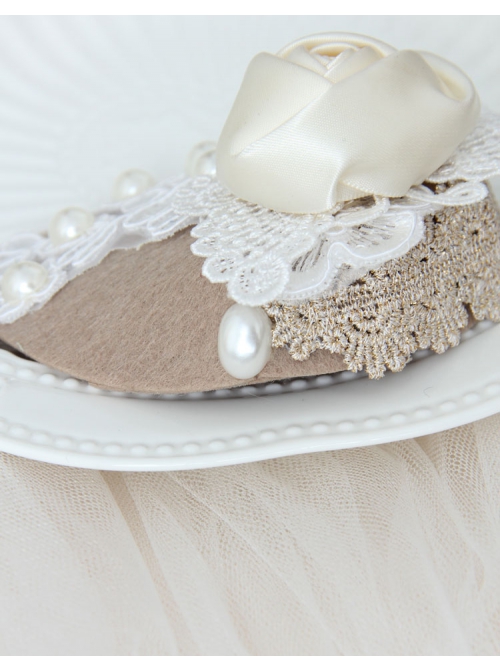 Fashion Retro White Butterfly Rose Flower Pearl Lace Top Hat Hairpin