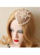 Fashion Personality Sweet Beige All-Match Lady White Lace Pearl Top Hat Hairpin