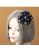 Cute Fashion Retro Golden Star Sapphire Party Black Top Hat Hairpin