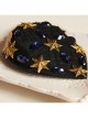 Cute Fashion Retro Golden Star Sapphire Party Black Top Hat Hairpin