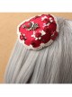 Palace Fashion Retro Bride Red Rose Flower Gemstone White Lace Top Hat Hairpin