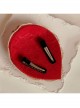 Palace Fashion Retro Bride Red Rose Flower Gemstone White Lace Top Hat Hairpin