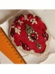 Palace Fashion Retro Bride Red Rose Flower Gemstone White Lace Top Hat Hairpin
