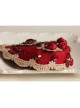 Palace Fashion Retro Bride Red Rose Flower Gemstone White Lace Top Hat Hairpin