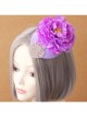 Fashion Retro Leisure Exaggerated Holiday Banquet Purple Flowers Lace Top Hat Hairpin