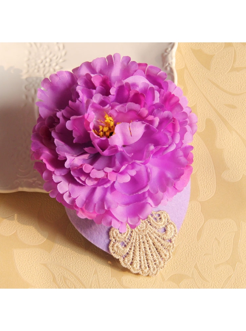 Fashion Retro Leisure Exaggerated Holiday Banquet Purple Flowers Lace Top Hat Hairpin