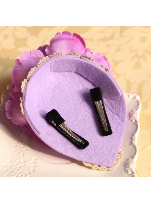 Fashion Retro Leisure Exaggerated Holiday Banquet Purple Flowers Lace Top Hat Hairpin