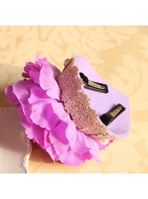 Fashion Retro Leisure Exaggerated Holiday Banquet Purple Flowers Lace Top Hat Hairpin