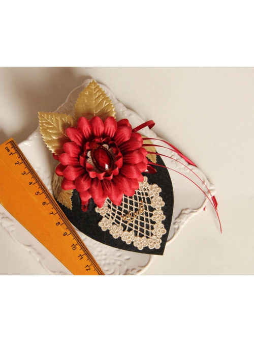 Fashion Female Elegant Retro Dinner Bride Red Flower White Lace Black Top Hat Hairpin