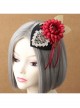 Fashion Female Elegant Retro Dinner Bride Red Flower White Lace Black Top Hat Hairpin