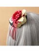 Fashion Female Elegant Retro Dinner Bride Red Flower White Lace Black Top Hat Hairpin