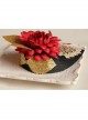 Fashion Female Elegant Retro Dinner Bride Red Flower White Lace Black Top Hat Hairpin
