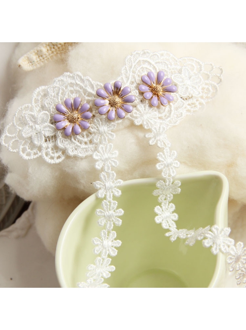 Palace Fashion Purple Flowers White Lace Tassels Wedding Dress Female Spring Hairpin