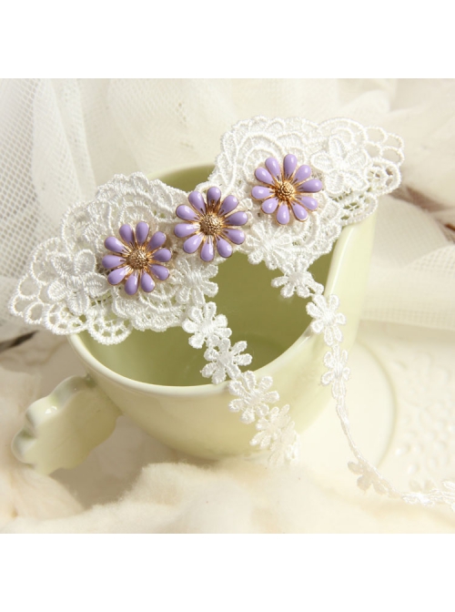 Palace Fashion Purple Flowers White Lace Tassels Wedding Dress Female Spring Hairpin