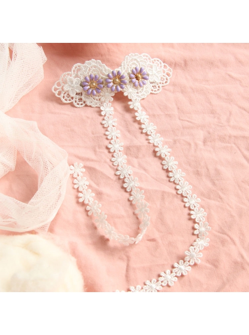 Palace Fashion Purple Flowers White Lace Tassels Wedding Dress Female Spring Hairpin