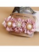 Palace Handmade Retro Fashion Female Pink Flower Fabric White Pearl Hairpin