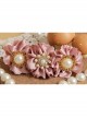 Palace Handmade Retro Fashion Female Pink Flower Fabric White Pearl Hairpin