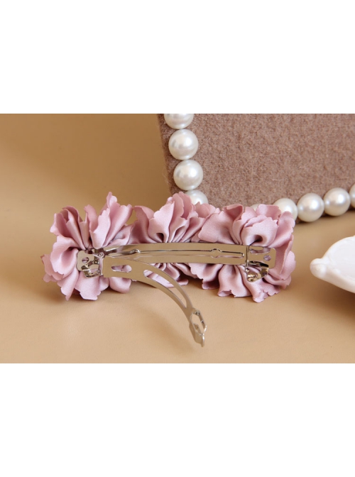 Palace Handmade Retro Fashion Female Pink Flower Fabric White Pearl Hairpin
