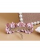 Palace Handmade Retro Fashion Female Pink Flower Fabric White Pearl Hairpin