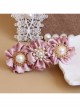 Palace Handmade Retro Fashion Female Pink Flower Fabric White Pearl Hairpin