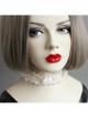 Lolita Fashion Palace Individuality White Lace Butterfly Velvet Rope Short Necklace