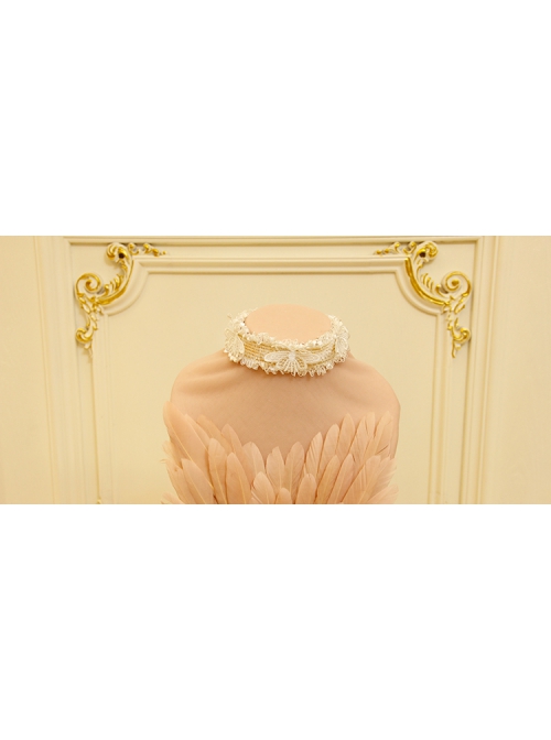 Lolita Fashion Palace Individuality White Lace Butterfly Velvet Rope Short Necklace