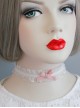 Fashion Personality Pink Bow Lolita Girly Cute White Gauze Elastic Short Necklace