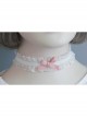 Fashion Personality Pink Bow Lolita Girly Cute White Gauze Elastic Short Necklace