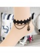 Gothic Palace Retro Black Lace Gemstone Peach Heart Female Anklet
