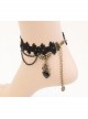 Gothic Palace Retro Black Lace Gemstone Peach Heart Female Anklet