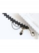 Gothic Palace Retro Black Lace Gemstone Peach Heart Female Anklet