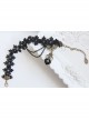 Gothic Palace Retro Black Lace Gemstone Peach Heart Female Anklet