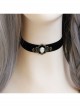 Retro Fashion Simple Black Velvet White Pearl Gothic Lolita Collar