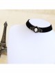 Retro Fashion Simple Black Velvet White Pearl Gothic Lolita Collar